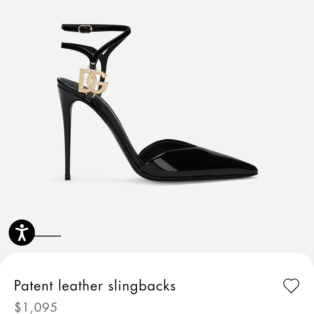 Dolce & Gabbana Lollo Slingbacks Black Heels with Gold Accents - Picture 2 of 8